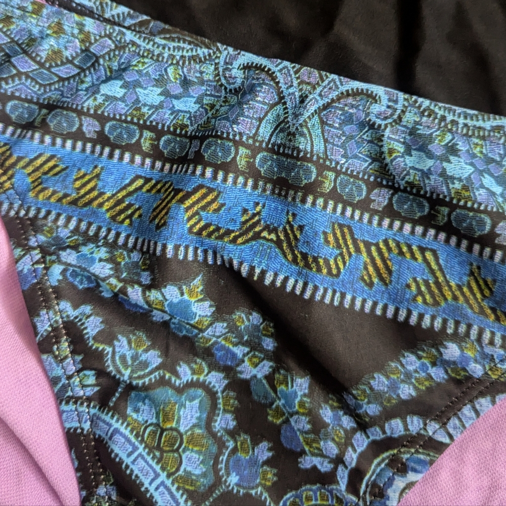 Athleta Tankini Swim Halter Top Paisley and Black Women Size 38 B/C Med Bottoms - Picture 7 of 12